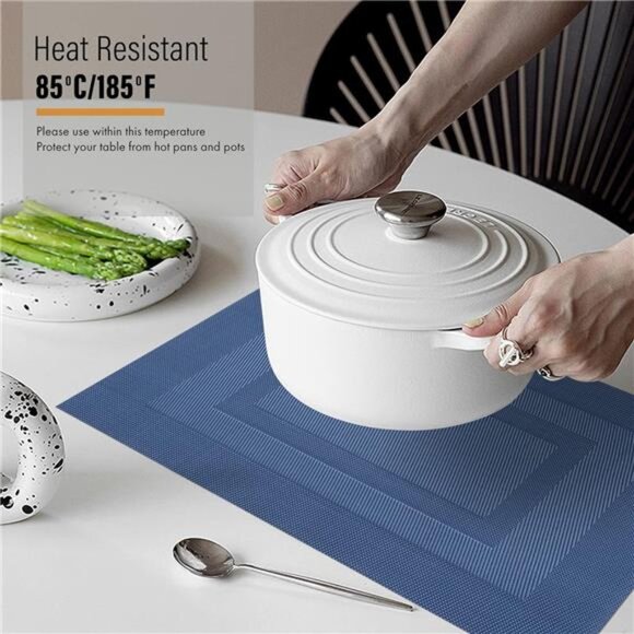 Placemats for Dining Table Set of 8 Waterproof, Woven Place Mats - Picture 11 of 14